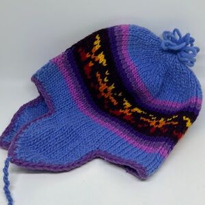Blue Knit Hat with Ear Flaps